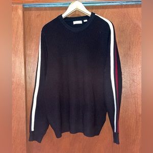 Calvin Klein Crewneck Sweater mens XL NWOT black striped sleeve
